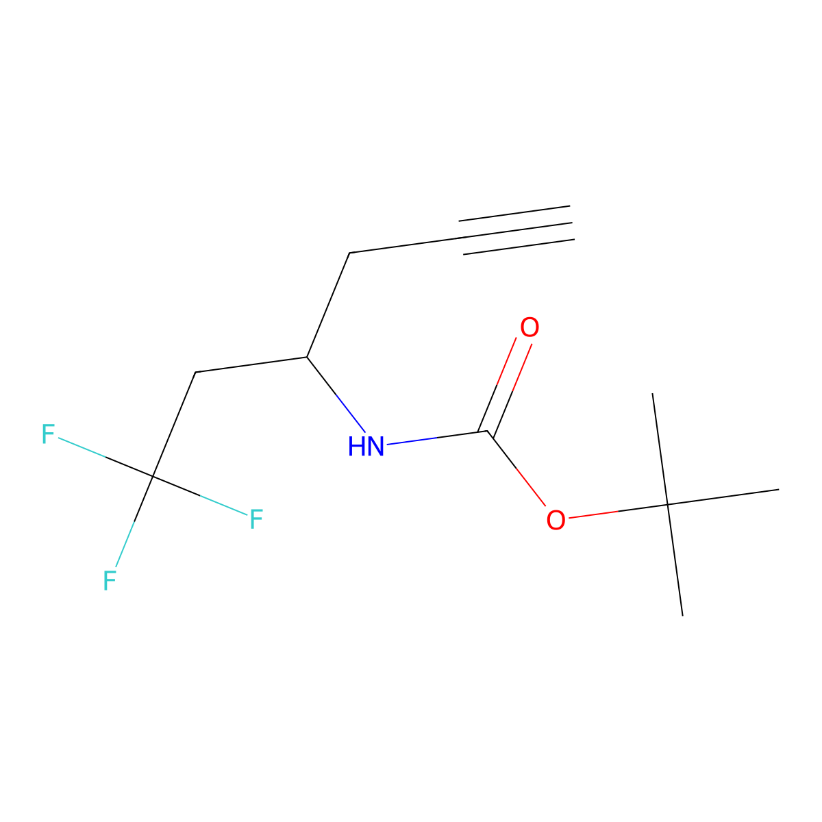 tert-butyl N-(1,1,1-trifluorohex-5-yn-3-yl)carbamate molecular structure, CAS 2680729-58-0
