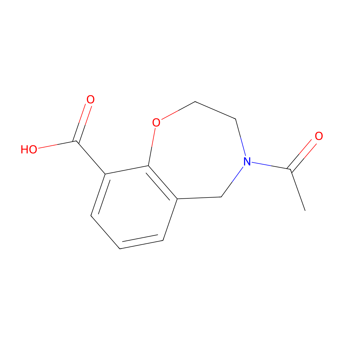 4-Acetyl-2,3,4,5-tetrahydro-1,4-benzoxazepine-9-carboxylic acid molecular structure, CAS 2680729-60-4