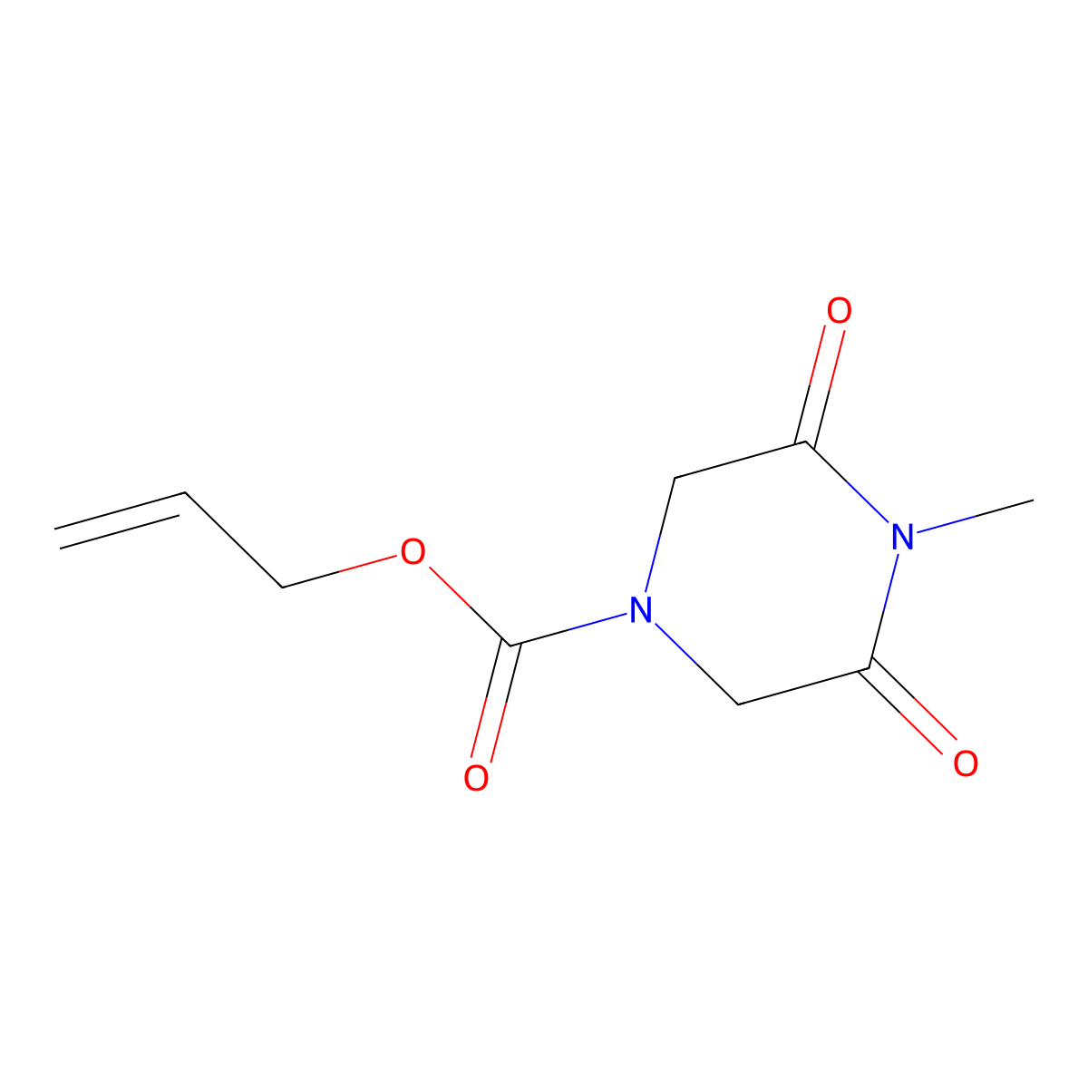 Prop-2-en-1-yl 4-methyl-3,5-dioxopiperazine-1-carboxylate molecular structure, CAS 2680729-62-6