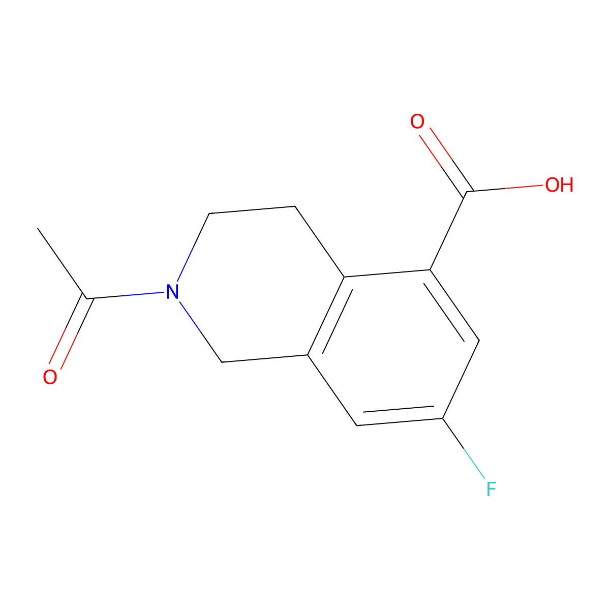 2-Acetyl-7-fluoro-1,2,3,4-tetrahydroisoquinoline-5-carboxylic acid molecular structure, CAS 2680729-63-7