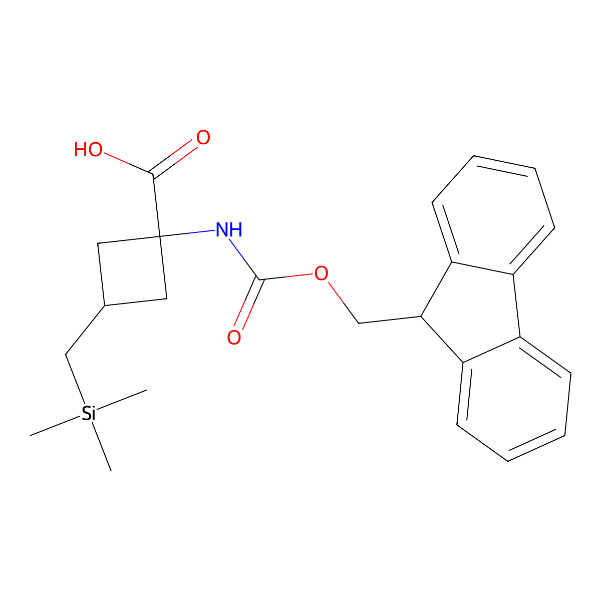 1-({[(9H-fluoren-9-yl)methoxy]carbonyl}amino)-3-[(trimethylsilyl)methyl]cyclobutane-1-carboxylic acid molecular structure, CAS 2680729-68-2