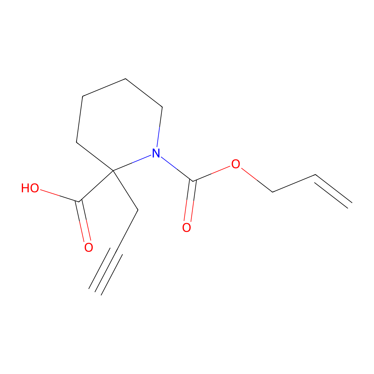 1-[(Prop-2-en-1-yloxy)carbonyl]-2-(prop-2-yn-1-yl)piperidine-2-carboxylic acid molecular structure, CAS 2680729-69-3