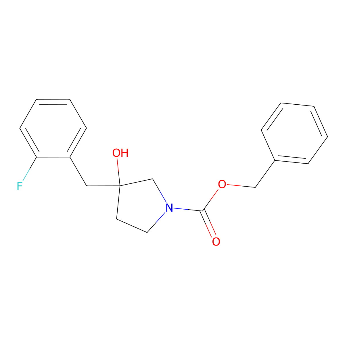 Benzyl 3-[(2-fluorophenyl)methyl]-3-hydroxypyrrolidine-1-carboxylate molecular structure, CAS 2680729-70-6