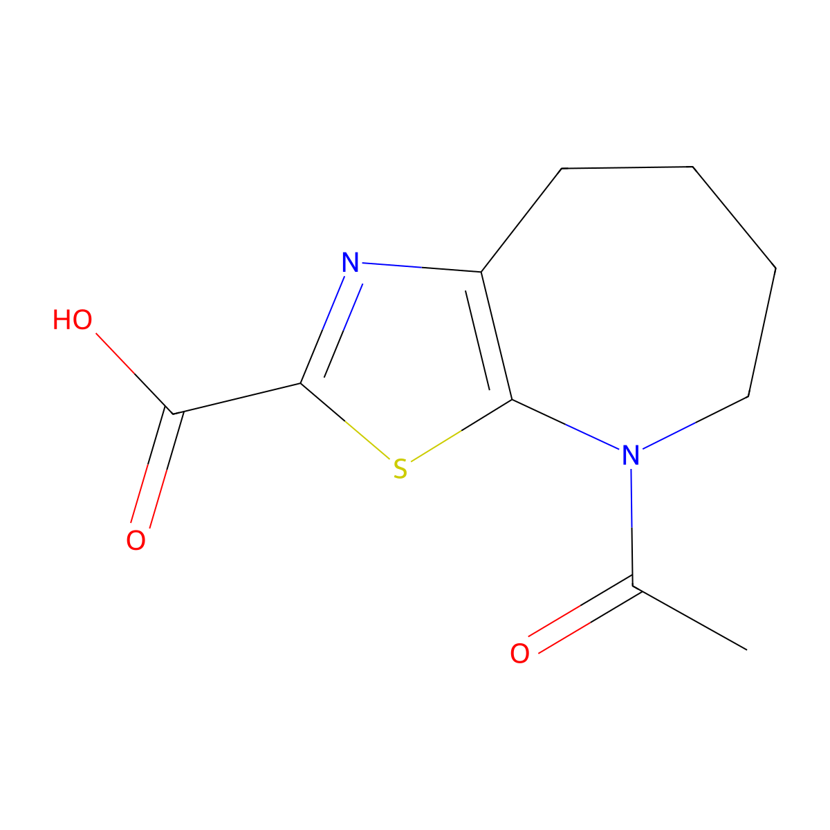 4-acetyl-4H,5H,6H,7H,8H-[1,3]thiazolo[5,4-b]azepine-2-carboxylic acid molecular structure, CAS 2680729-72-8