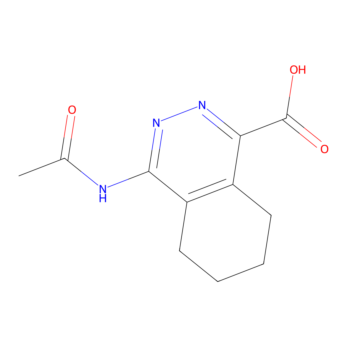 4-Acetamido-5,6,7,8-tetrahydrophthalazine-1-carboxylic acid molecular structure, CAS 2680729-74-0