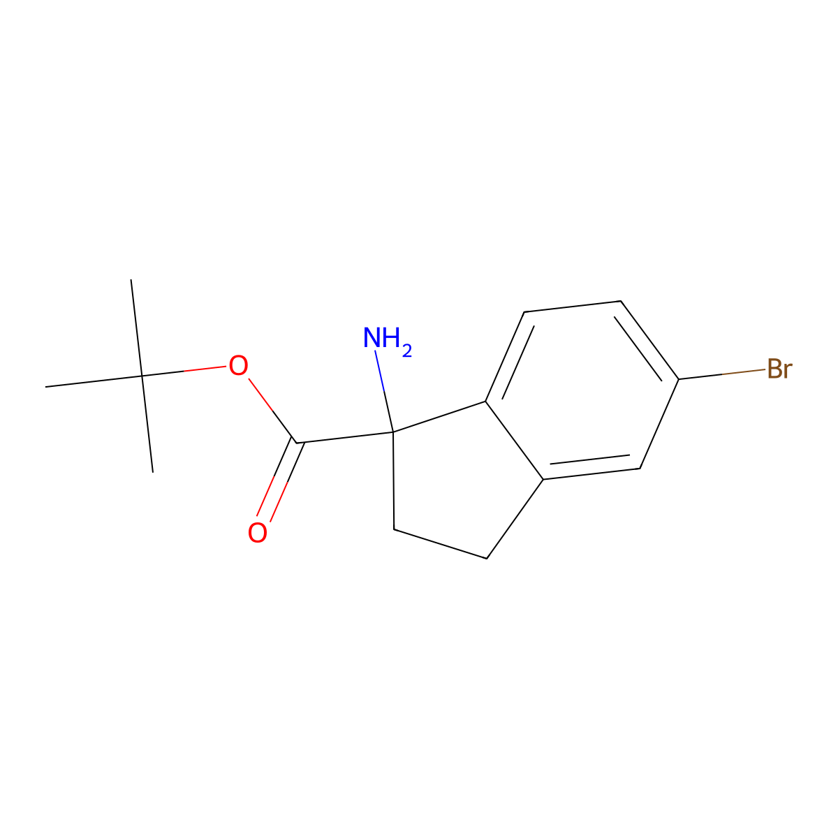 tert-butyl 1-amino-5-bromo-2,3-dihydro-1H-indene-1-carboxylate molecular structure, CAS 2680729-75-1