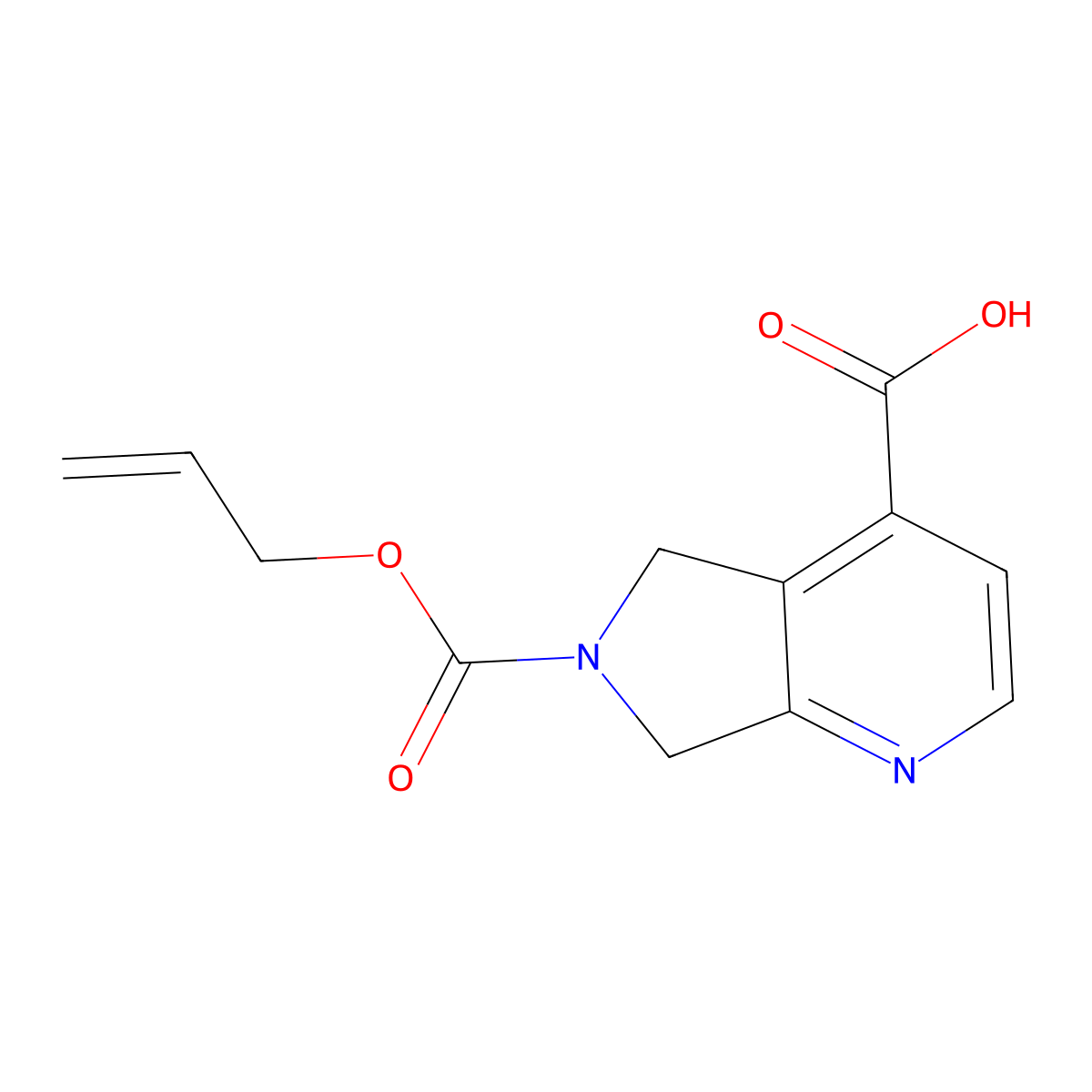 6-[(prop-2-en-1-yloxy)carbonyl]-5H,6H,7H-pyrrolo[3,4-b]pyridine-4-carboxylic acid molecular structure, CAS 2680729-76-2
