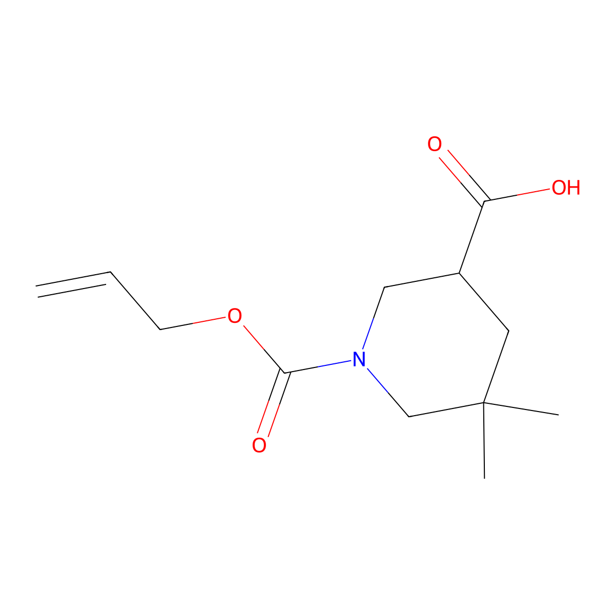 5,5-Dimethyl-1-[(prop-2-en-1-yloxy)carbonyl]piperidine-3-carboxylic acid molecular structure, CAS 2680729-82-0
