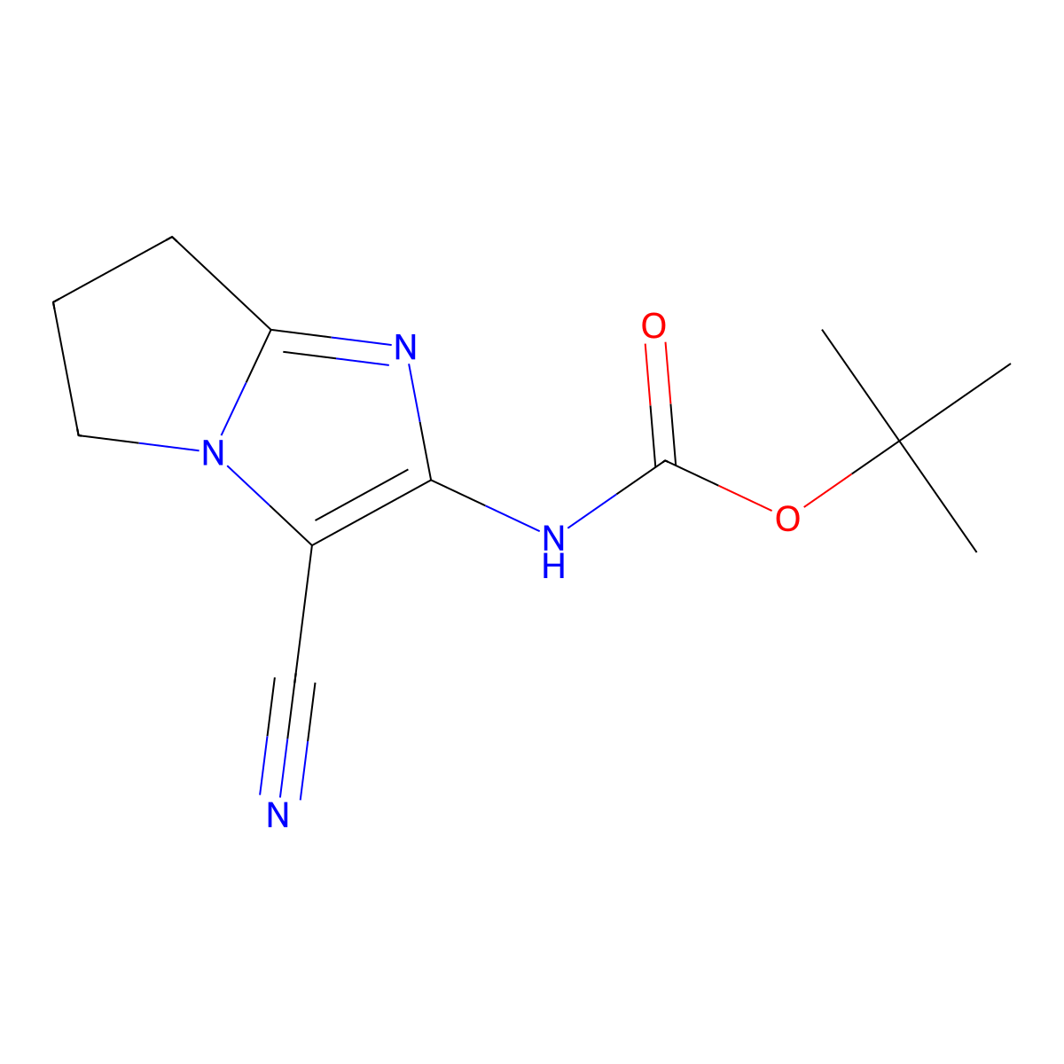 tert-butyl N-{3-cyano-5H,6H,7H-pyrrolo[1,2-a]imidazol-2-yl}carbamate molecular structure, CAS 2680729-83-1
