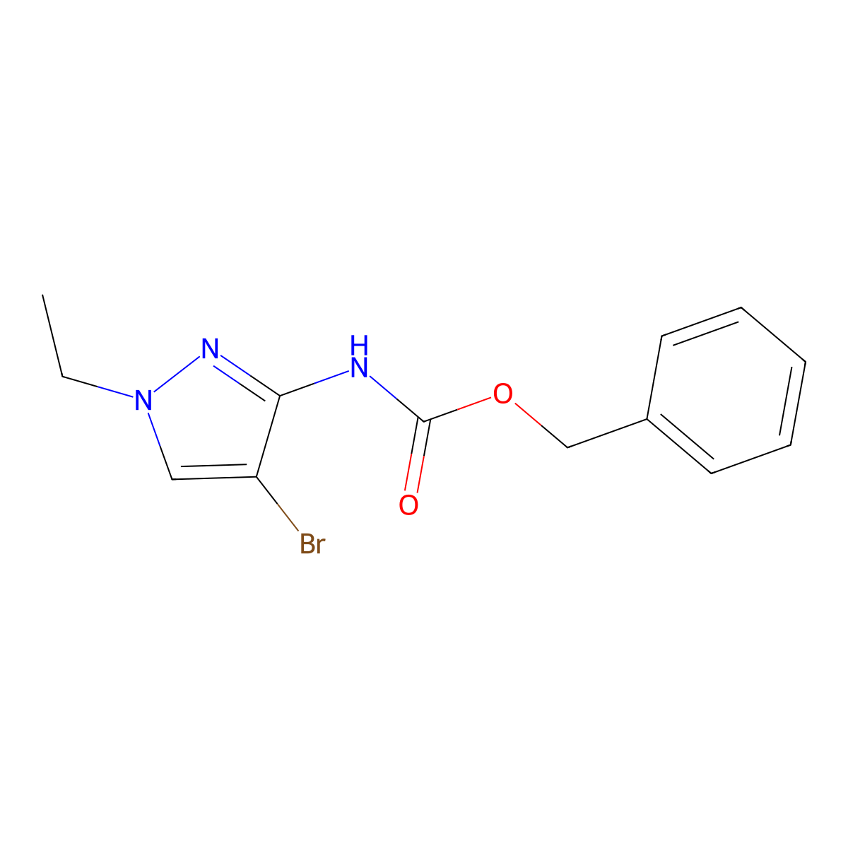benzyl N-(4-bromo-1-ethyl-1H-pyrazol-3-yl)carbamate molecular structure, CAS 2680729-85-3