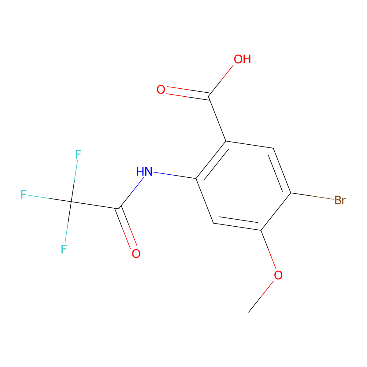 5-Bromo-4-methoxy-2-(2,2,2-trifluoroacetamido)benzoic acid molecular structure, CAS 2680729-89-7