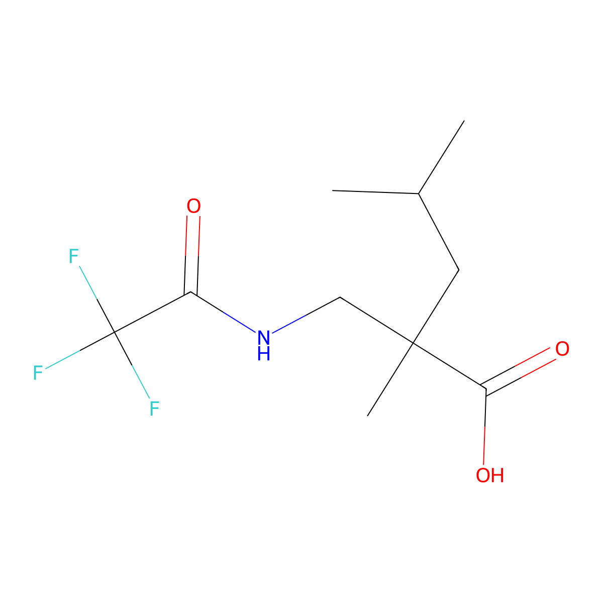 2,4-Dimethyl-2-[(2,2,2-trifluoroacetamido)methyl]pentanoic acid molecular structure, CAS 2680729-91-1