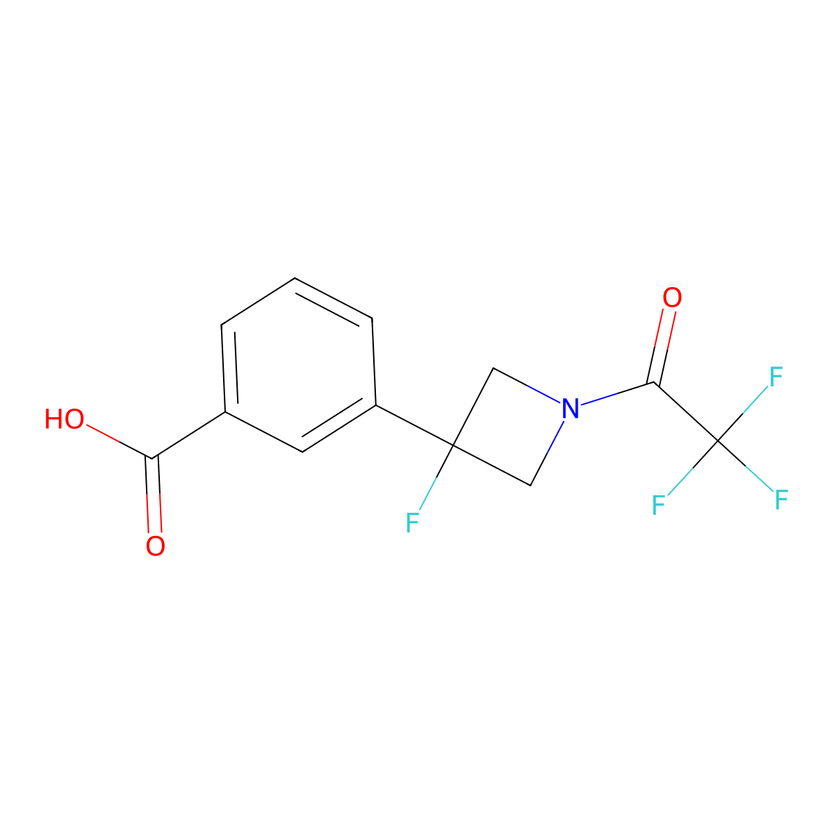 3-[3-Fluoro-1-(2,2,2-trifluoroacetyl)azetidin-3-yl]benzoic acid molecular structure, CAS 2680729-92-2