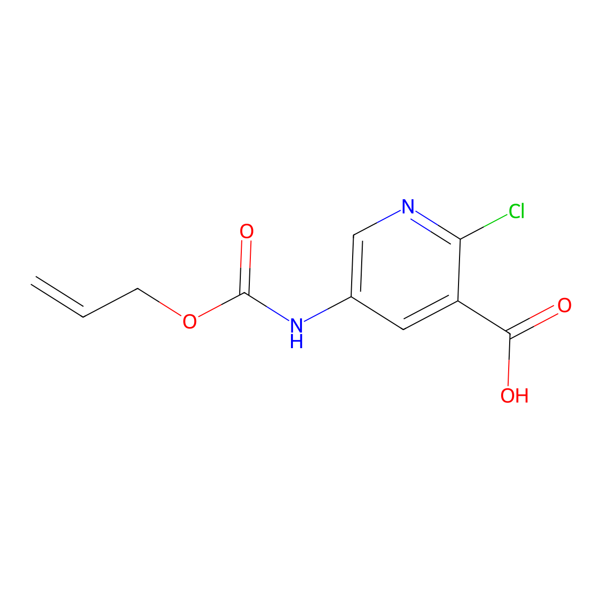 2-Chloro-5-{[(prop-2-en-1-yloxy)carbonyl]amino}pyridine-3-carboxylic acid molecular structure, CAS 2680729-97-7