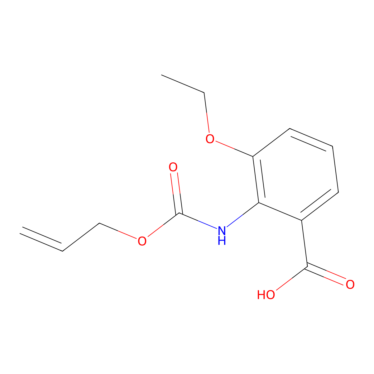 3-Ethoxy-2-{[(prop-2-en-1-yloxy)carbonyl]amino}benzoic acid molecular structure, CAS 2680730-01-0