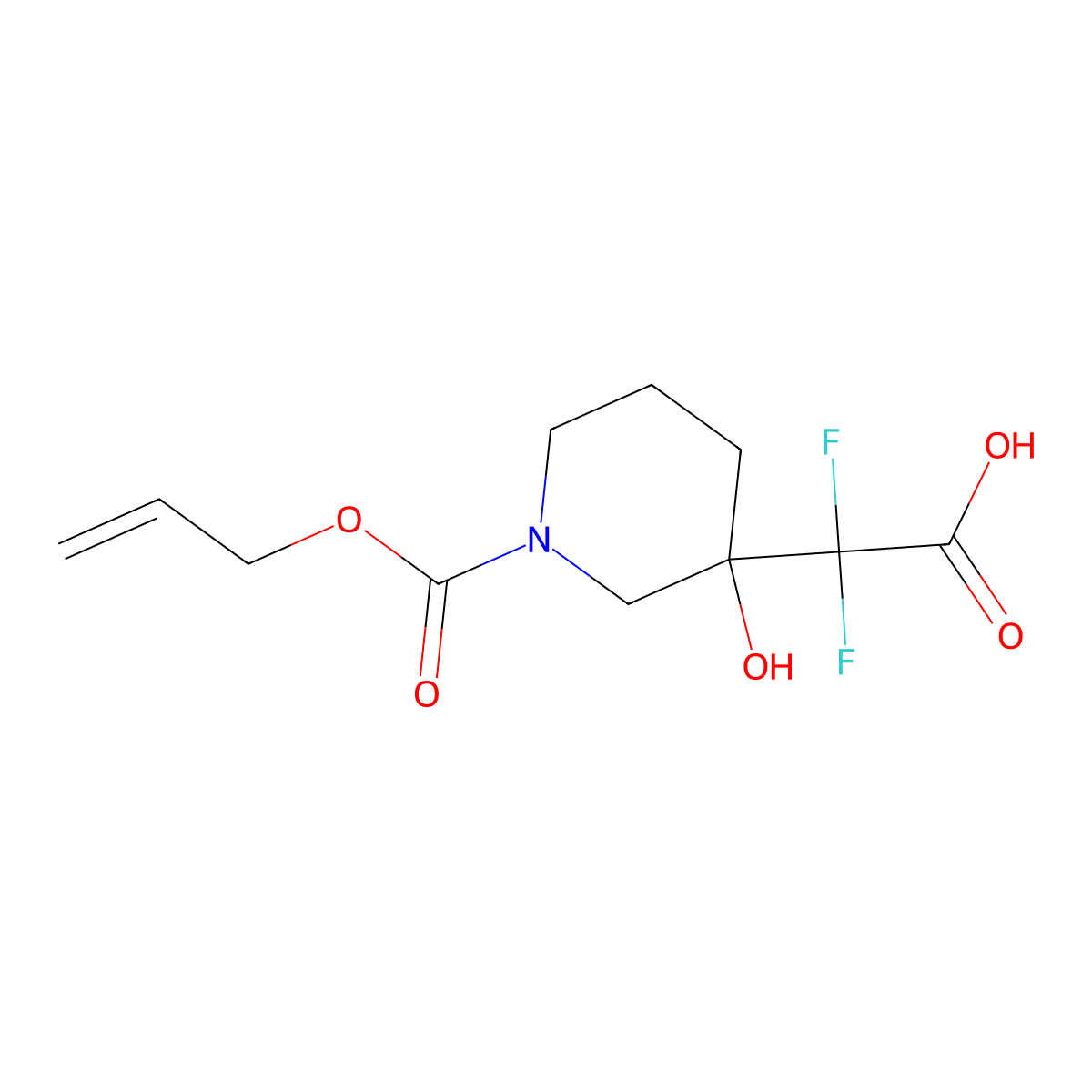 2,2-Difluoro-2-{3-hydroxy-1-[(prop-2-en-1-yloxy)carbonyl]piperidin-3-yl}acetic acid molecular structure, CAS 2680730-03-2