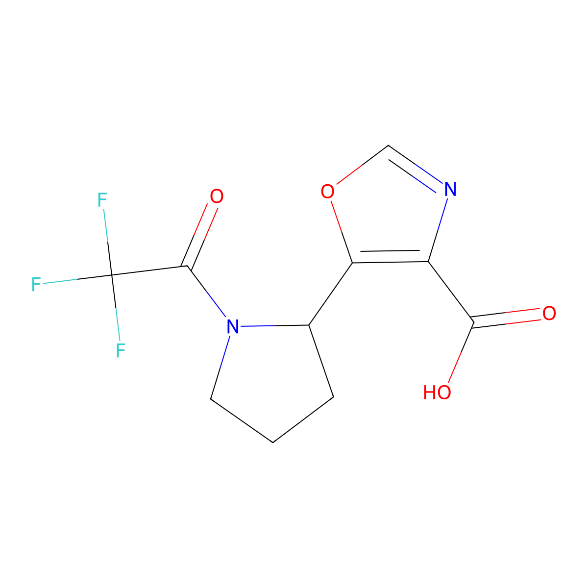 5-[1-(2,2,2-Trifluoroacetyl)pyrrolidin-2-yl]-1,3-oxazole-4-carboxylic acid molecular structure, CAS 2680730-06-5