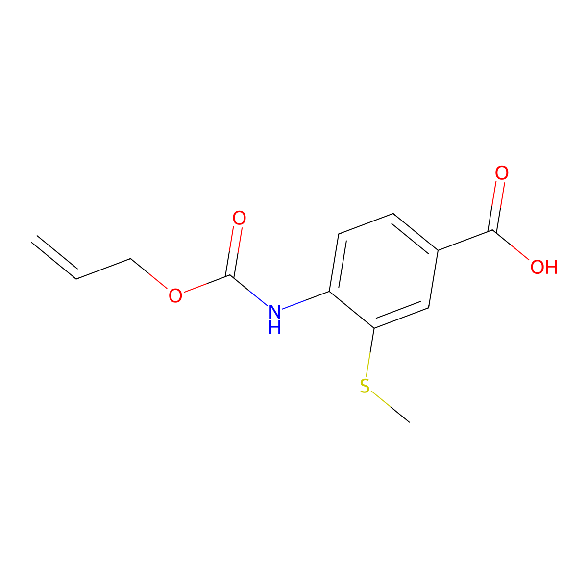 3-(Methylsulfanyl)-4-{[(prop-2-en-1-yloxy)carbonyl]amino}benzoic acid molecular structure, CAS 2680730-13-4