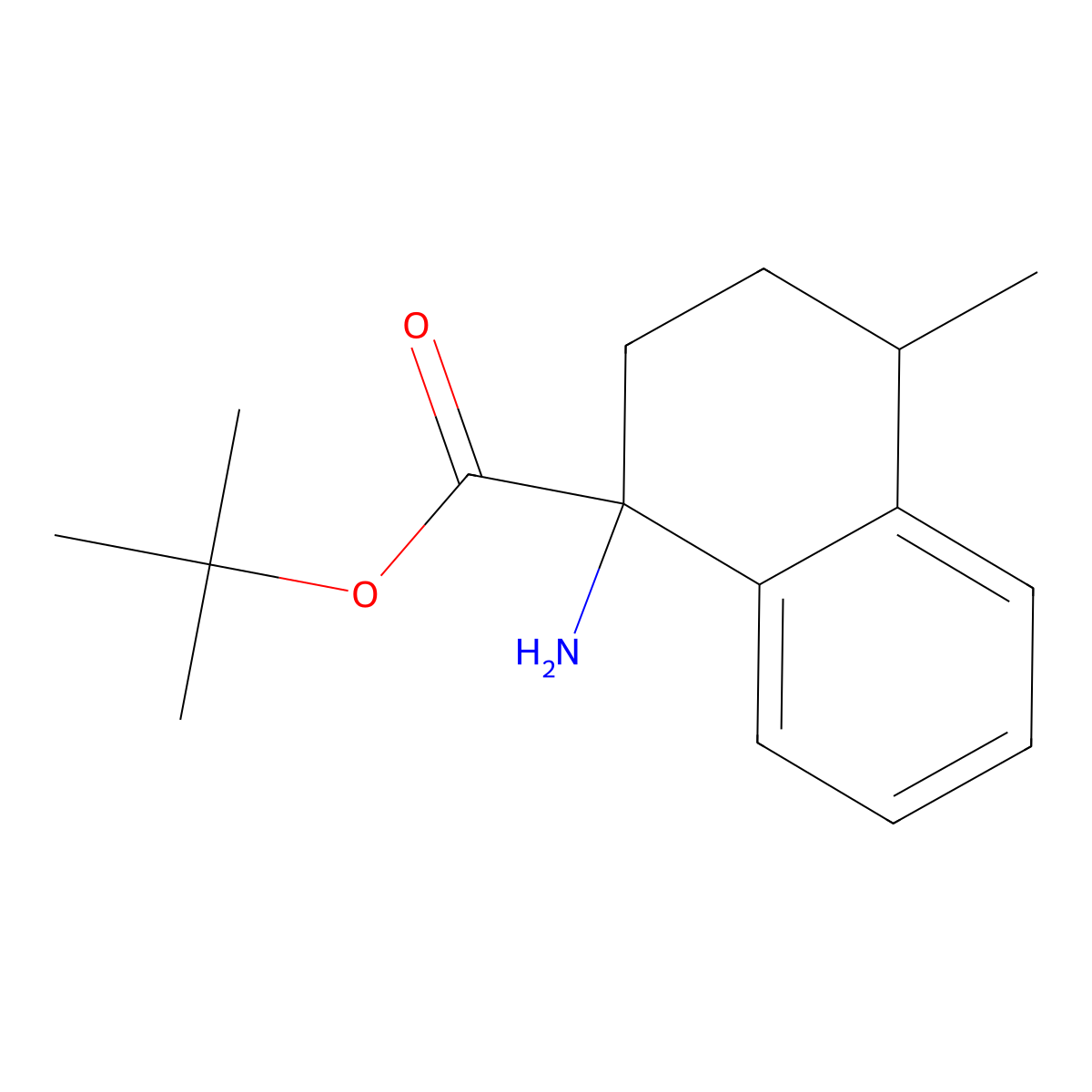 Tert-butyl 1-amino-4-methyl-1,2,3,4-tetrahydronaphthalene-1-carboxylate molecular structure, CAS 2680730-14-5