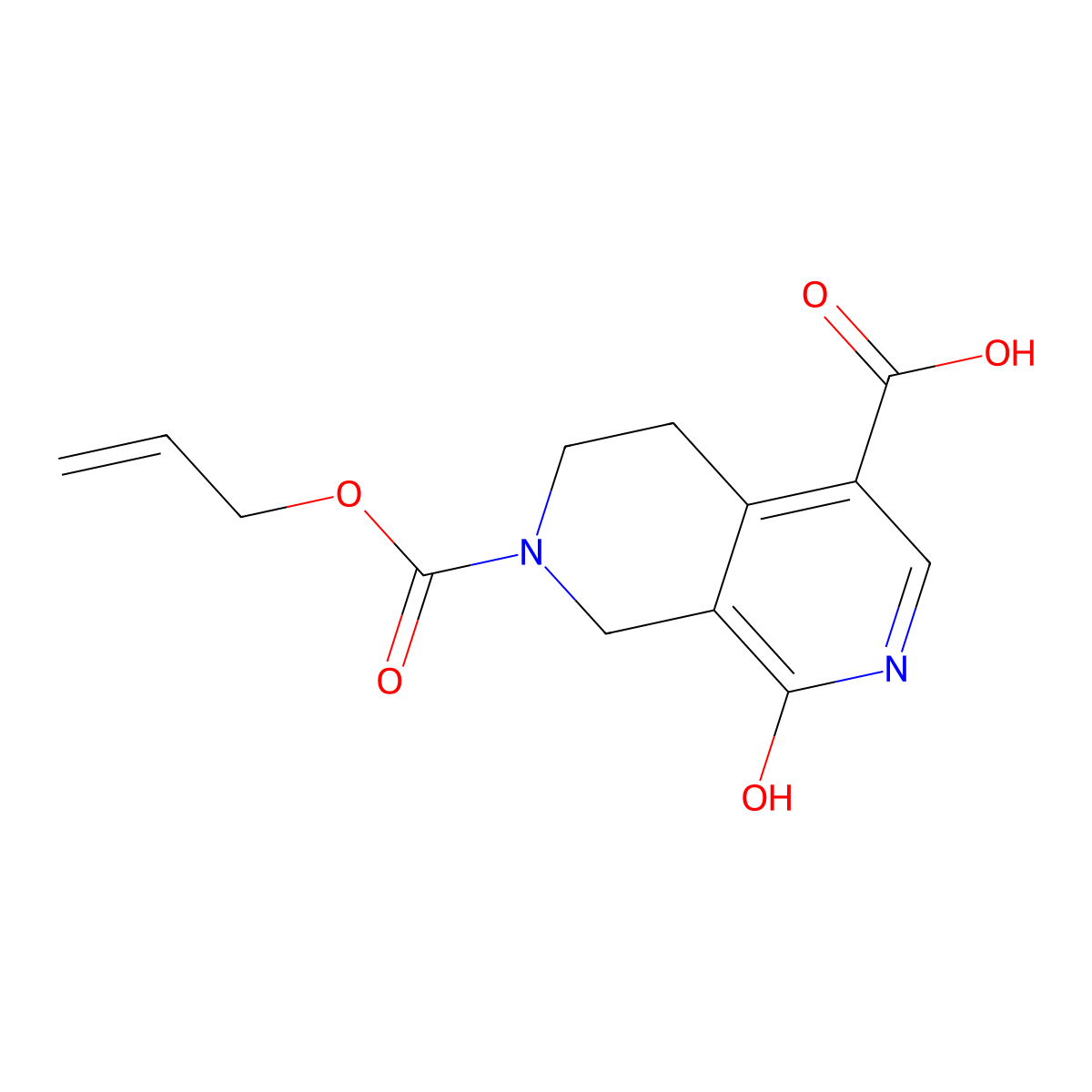 1-Hydroxy-7-[(prop-2-en-1-yloxy)carbonyl]-5,6,7,8-tetrahydro-2,7-naphthyridine-4-carboxylic acid molecular structure, CAS 2680730-17-8