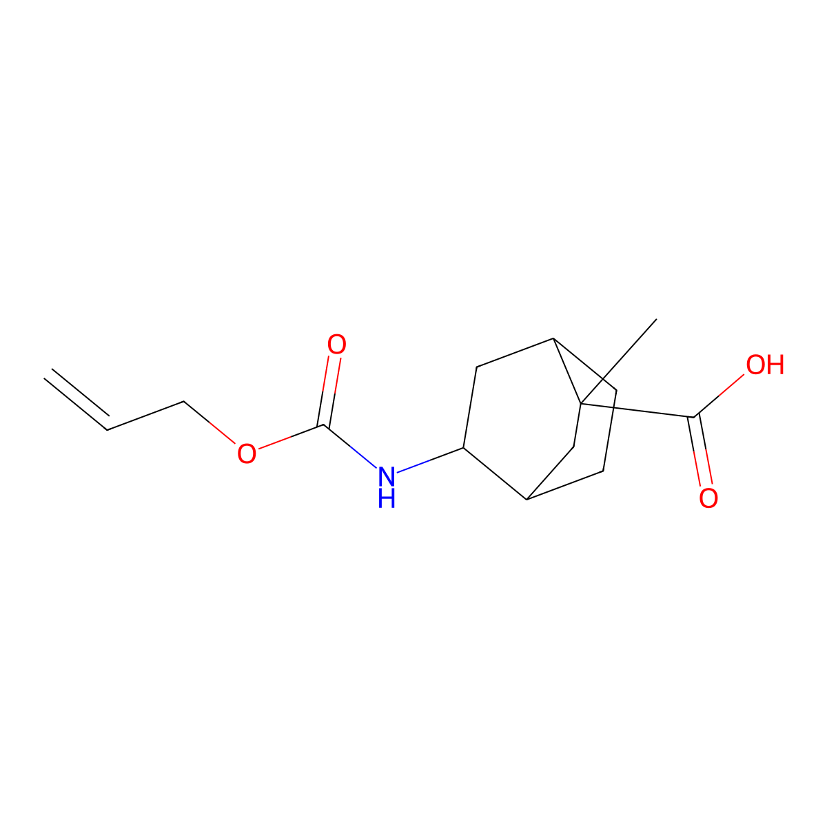 2-Methyl-5-{[(prop-2-en-1-yloxy)carbonyl]amino}bicyclo[2.2.2]octane-2-carboxylic acid molecular structure, CAS 2680730-19-0