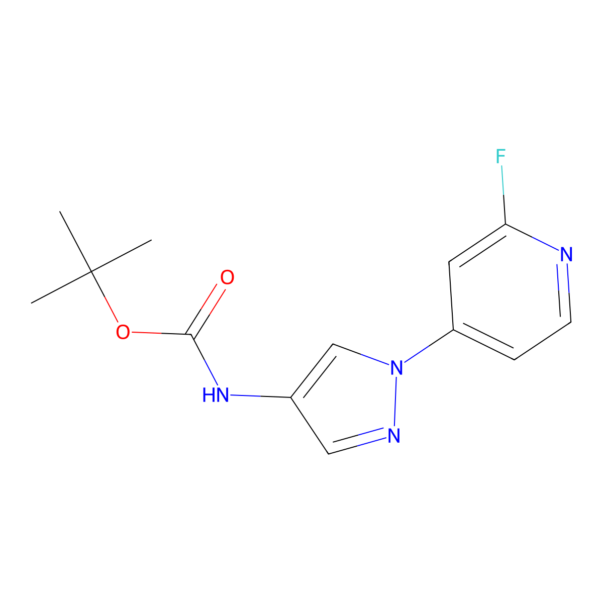 tert-butyl N-[1-(2-fluoropyridin-4-yl)-1H-pyrazol-4-yl]carbamate molecular structure, CAS 2680730-23-6