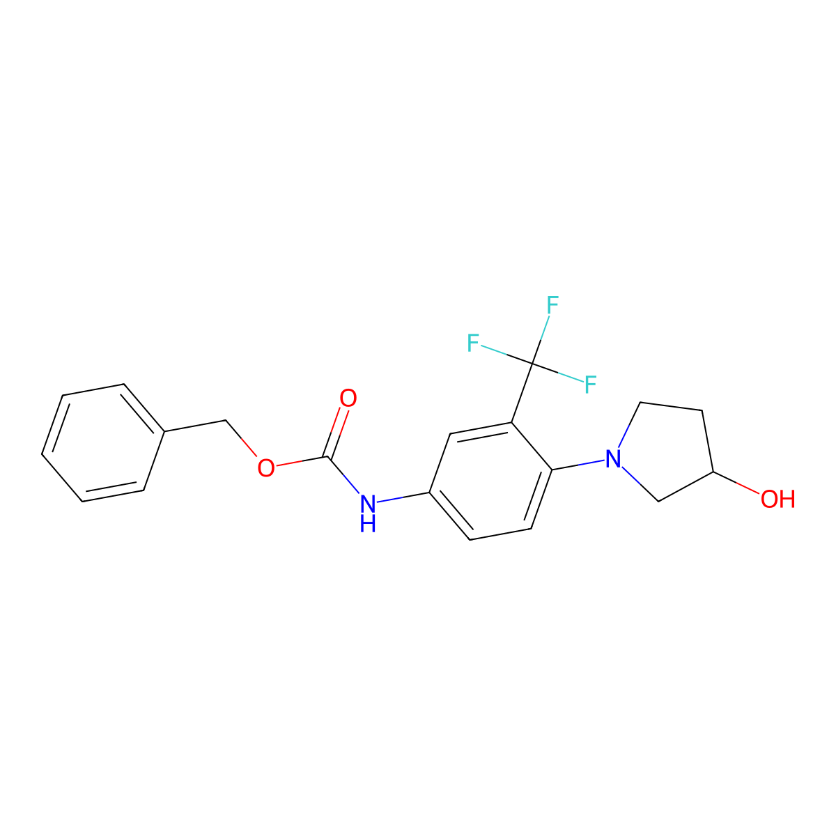 benzyl N-[4-(3-hydroxypyrrolidin-1-yl)-3-(trifluoromethyl)phenyl]carbamate molecular structure, CAS 2680730-25-8