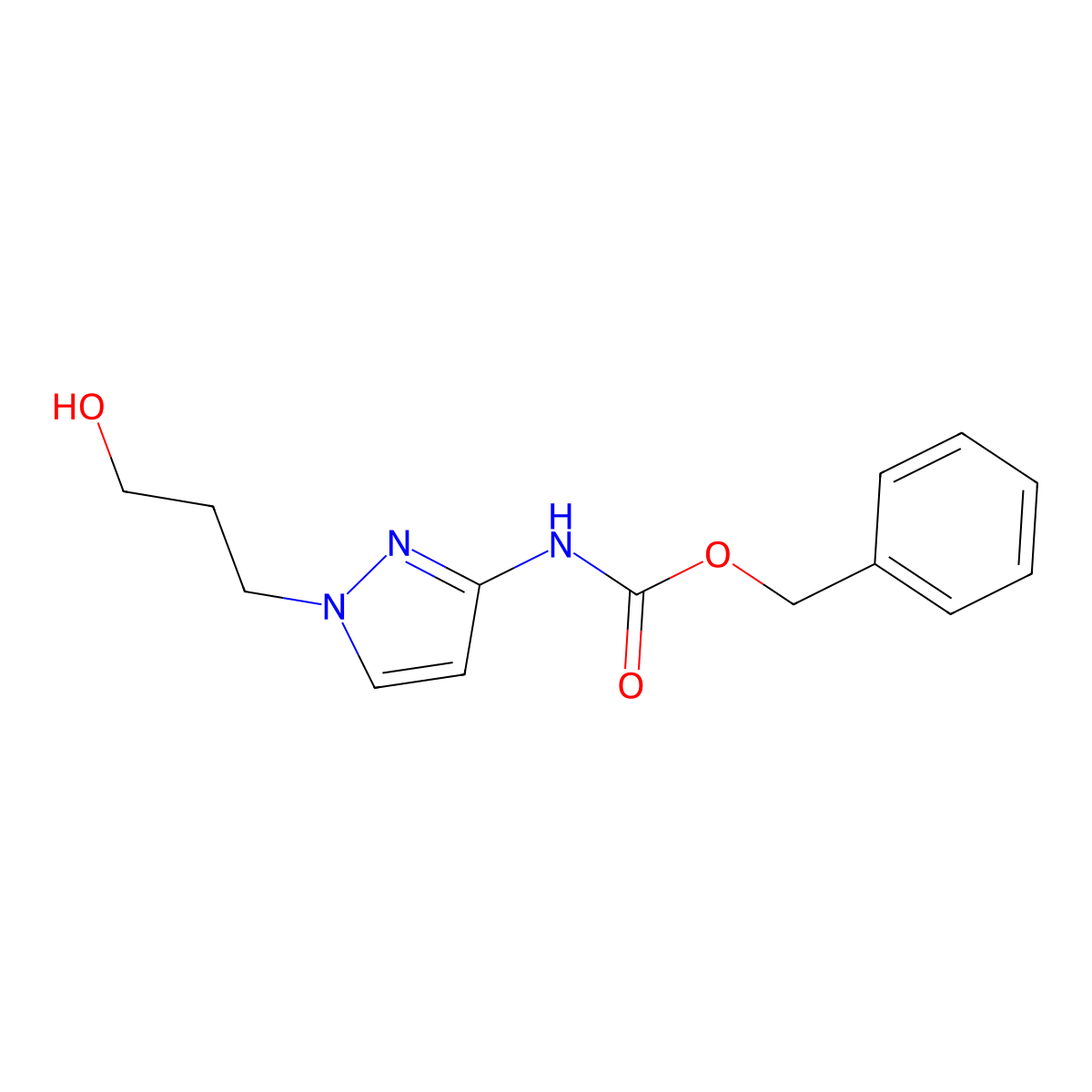 benzyl N-[1-(3-hydroxypropyl)-1H-pyrazol-3-yl]carbamate molecular structure, CAS 2680730-28-1