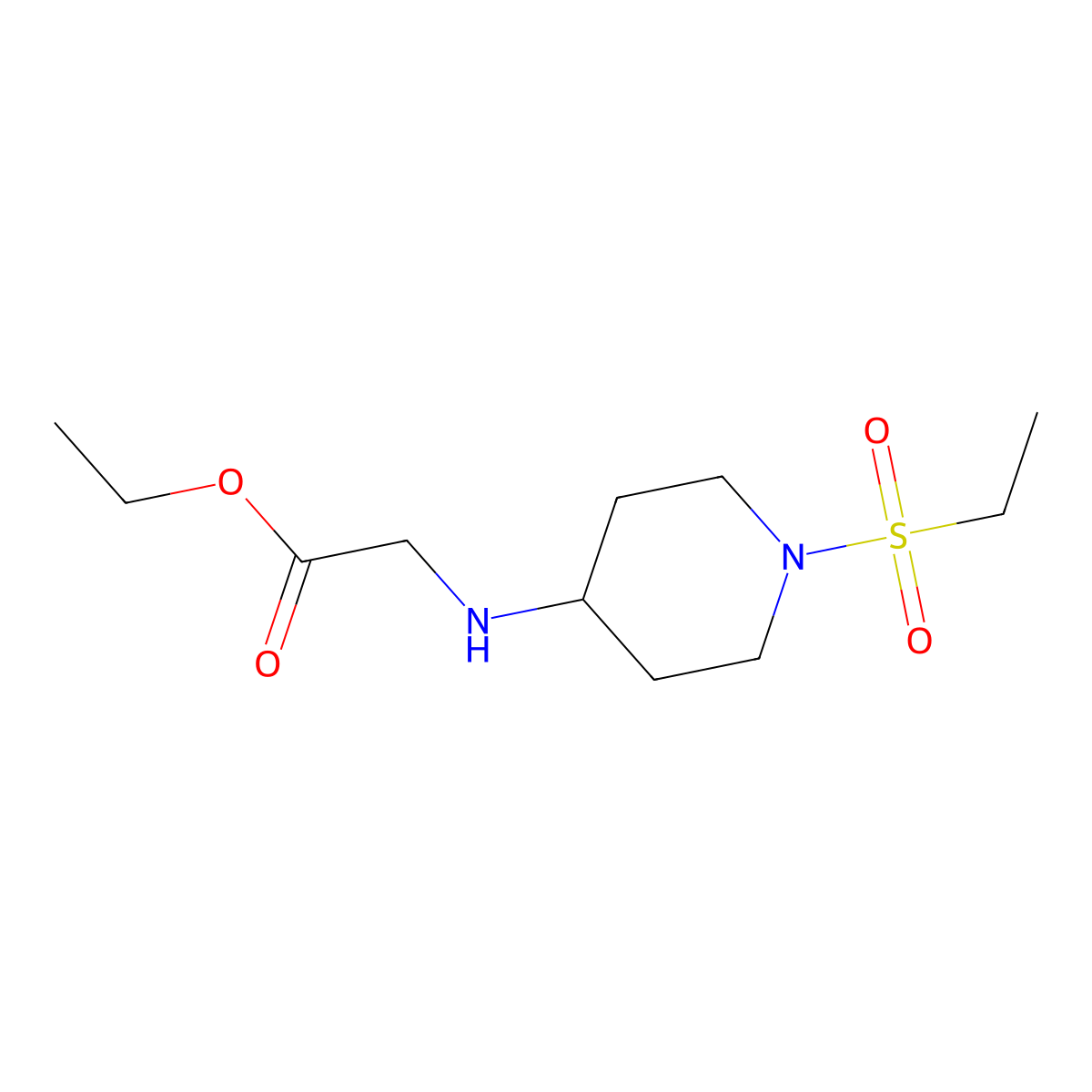 Ethyl 2-{[1-(ethanesulfonyl)piperidin-4-yl]amino}acetate molecular structure, CAS 2680730-32-7