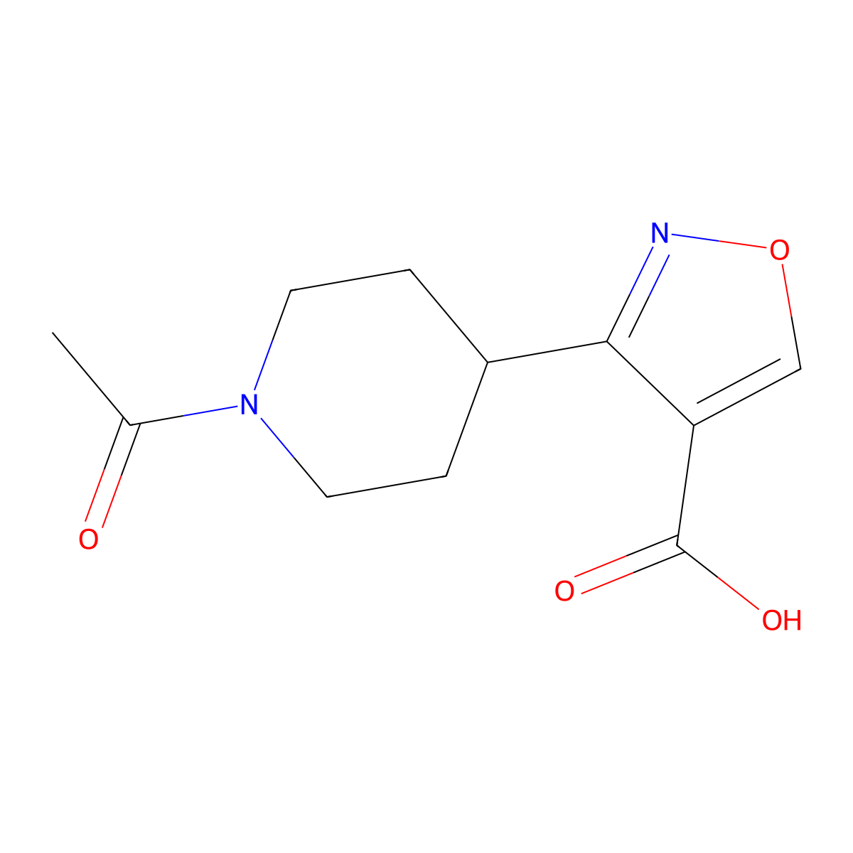 3-(1-Acetylpiperidin-4-yl)-1,2-oxazole-4-carboxylic acid molecular structure, CAS 2680730-43-0