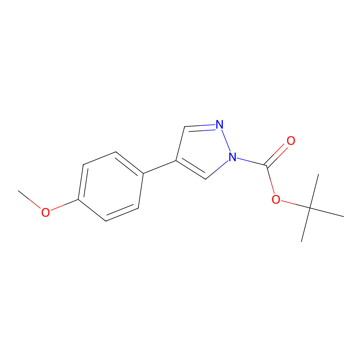tert-butyl 4-(4-methoxyphenyl)-1H-pyrazole-1-carboxylate molecular structure, CAS 2680730-44-1