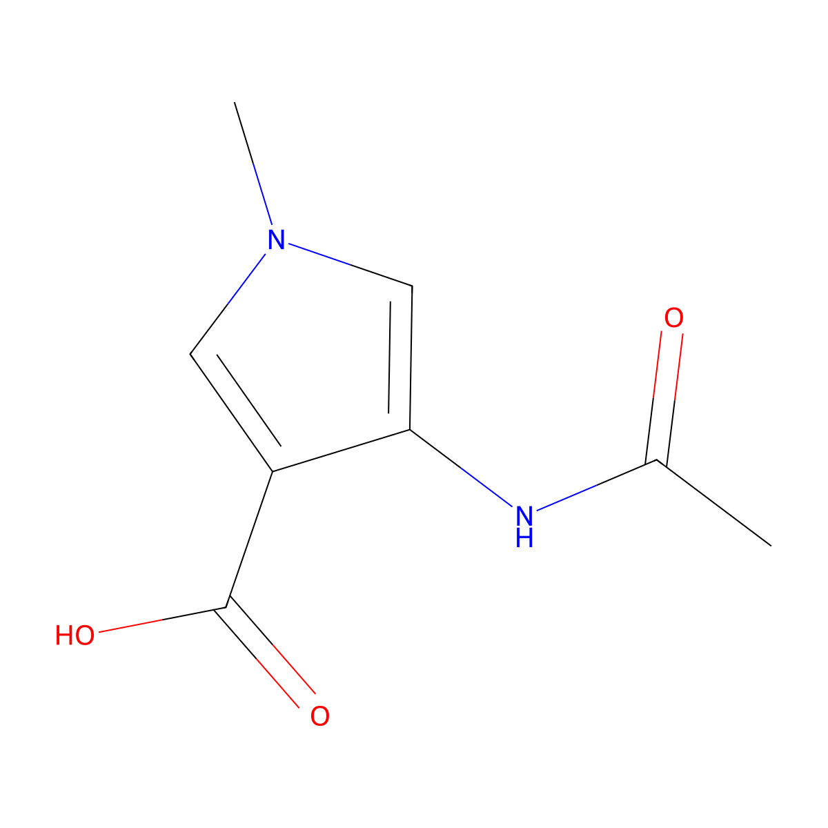 4-acetamido-1-methyl-1H-pyrrole-3-carboxylic acid molecular structure, CAS 2680730-49-6