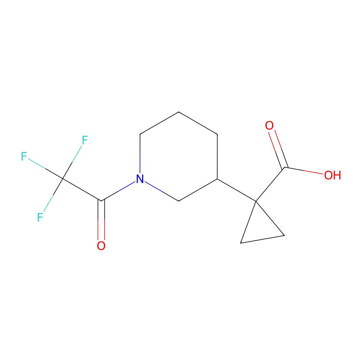 1-[1-(2,2,2-Trifluoroacetyl)piperidin-3-yl]cyclopropane-1-carboxylic acid molecular structure, CAS 2680730-51-0