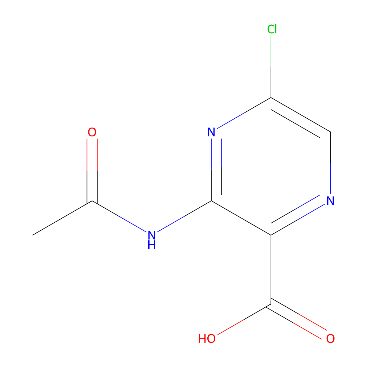 5-Chloro-3-acetamidopyrazine-2-carboxylic acid molecular structure, CAS 2680730-53-2