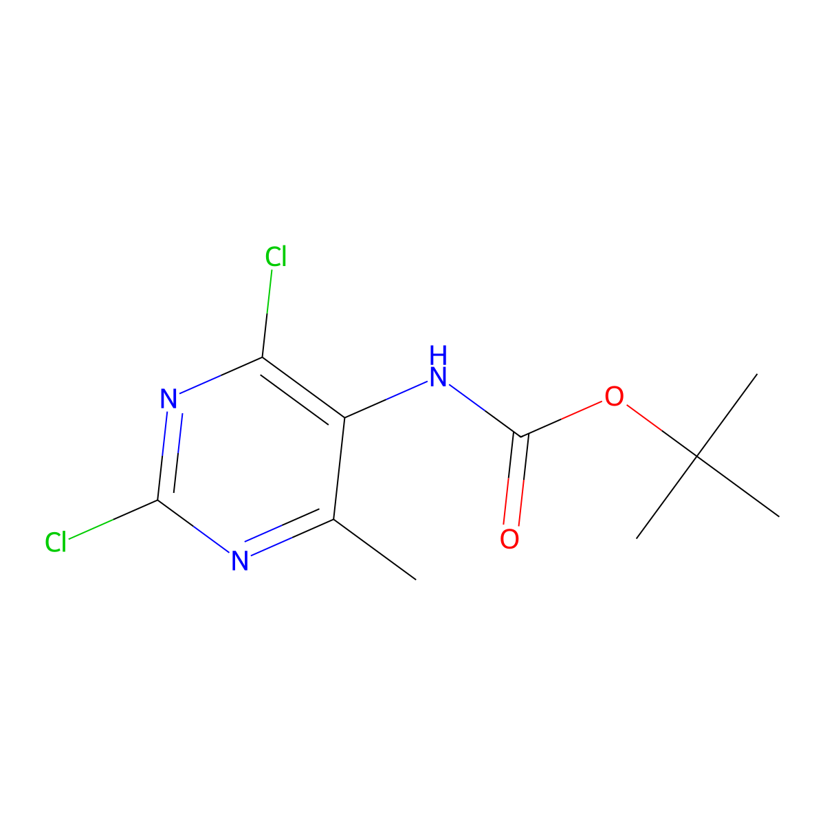 tert-butyl N-(2,4-dichloro-6-methylpyrimidin-5-yl)carbamate molecular structure, CAS 2680730-54-3