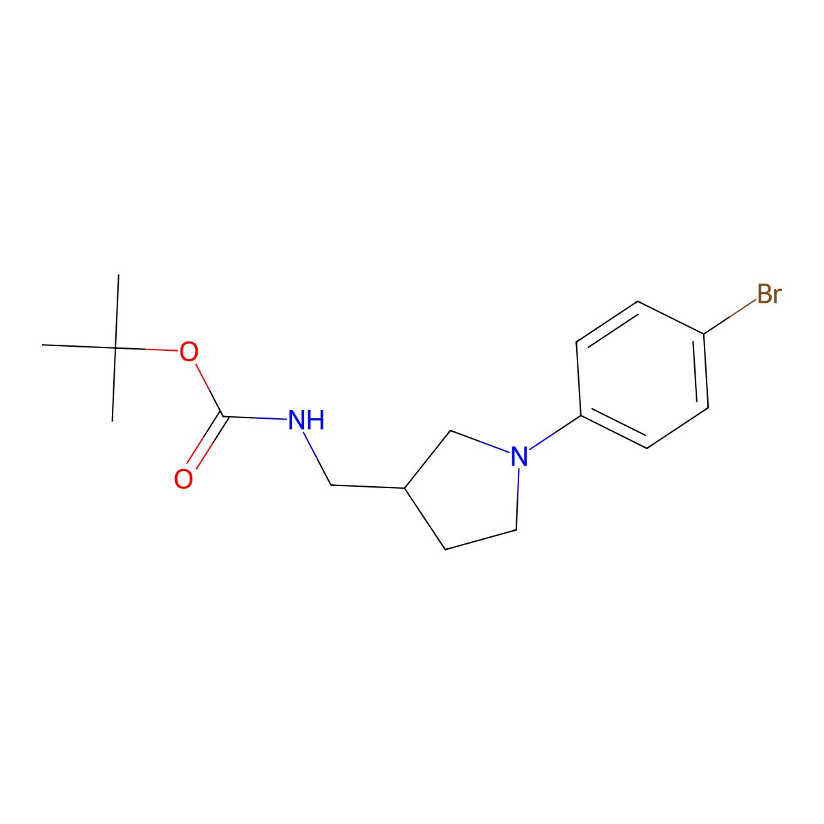 tert-butyl N-{[1-(4-bromophenyl)pyrrolidin-3-yl]methyl}carbamate molecular structure, CAS 2680730-55-4