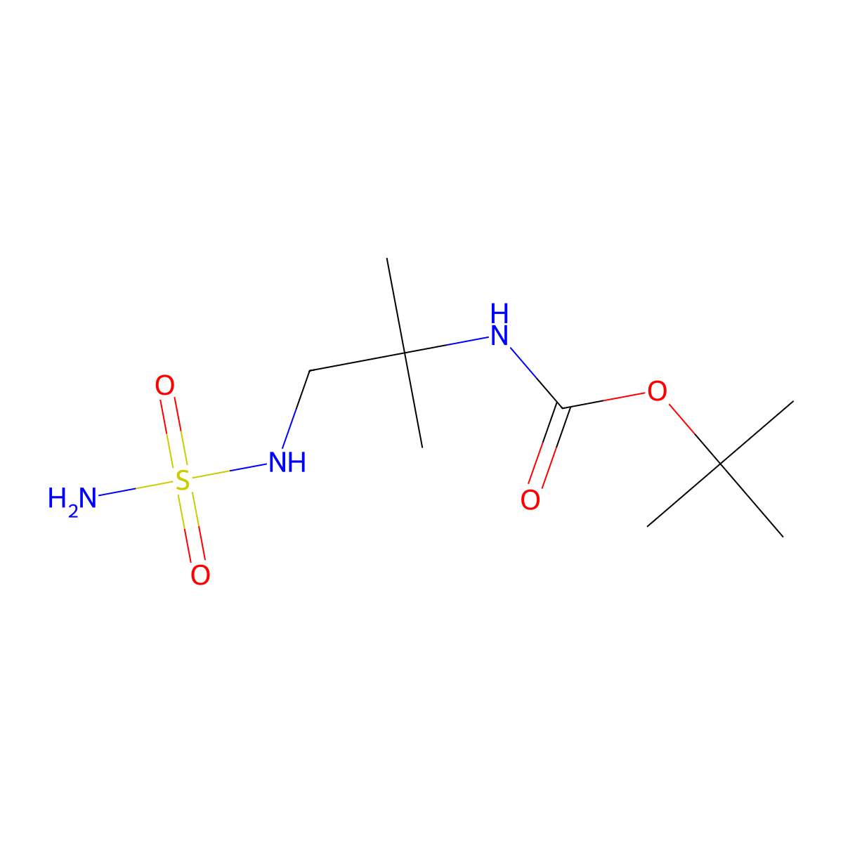 tert-butyl N-[2-methyl-1-(sulfamoylamino)propan-2-yl]carbamate molecular structure, CAS 2680730-56-5