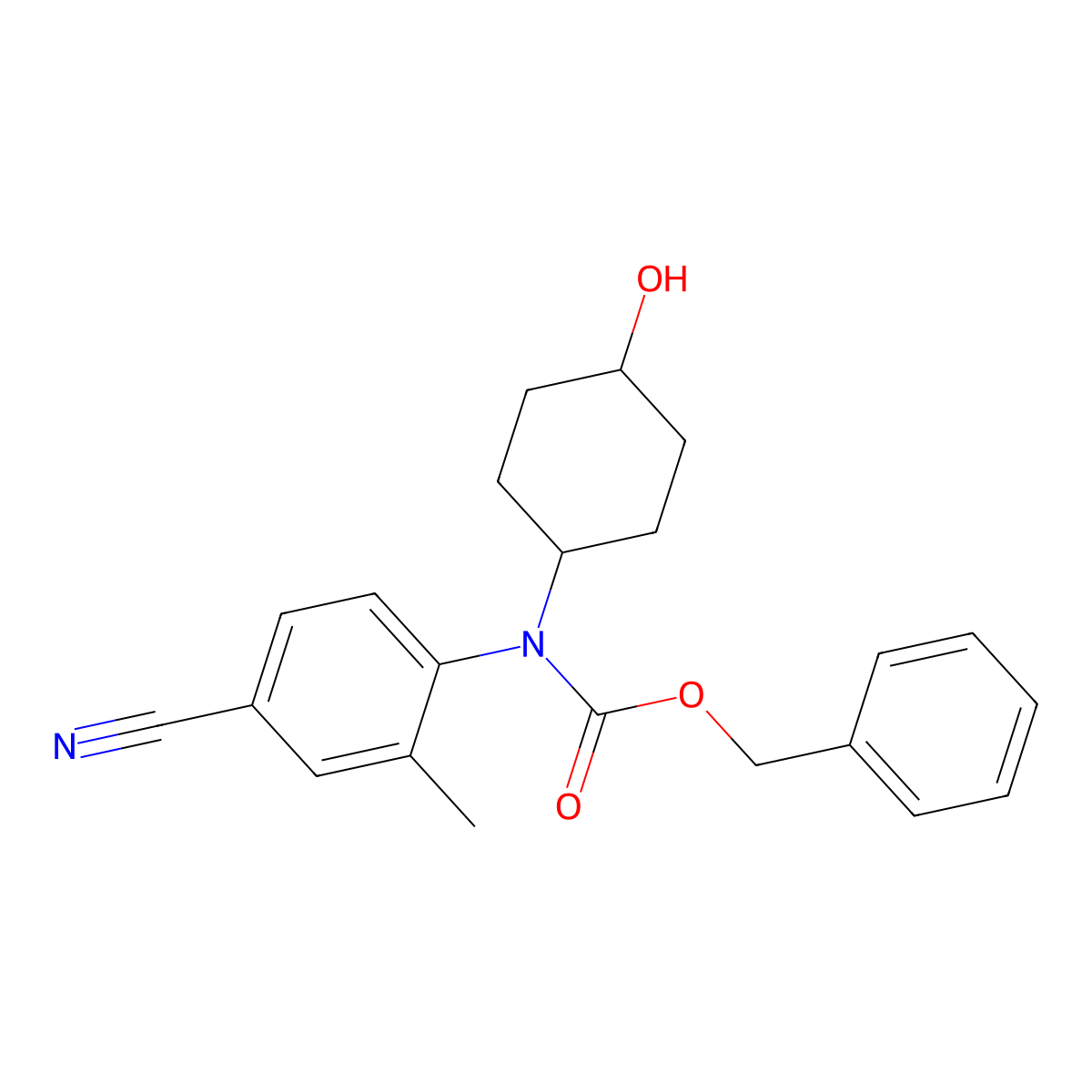 benzyl N-(4-cyano-2-methylphenyl)-N-(4-hydroxycyclohexyl)carbamate molecular structure, CAS 2680730-59-8