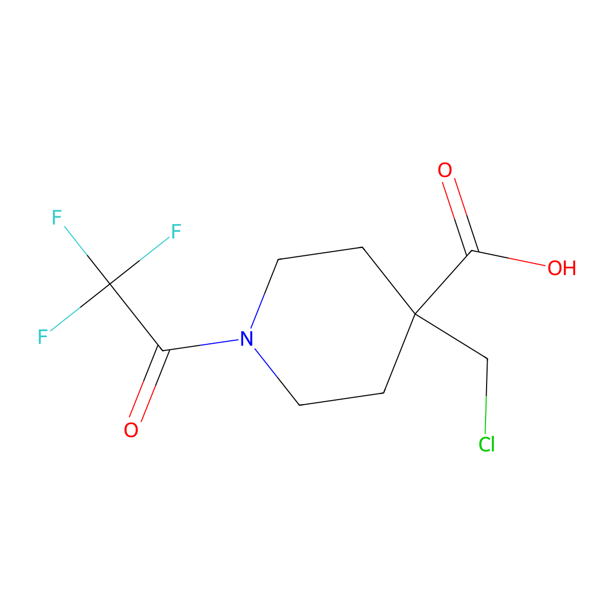 4-(Chloromethyl)-1-(2,2,2-trifluoroacetyl)piperidine-4-carboxylic acid molecular structure, CAS 2680730-61-2