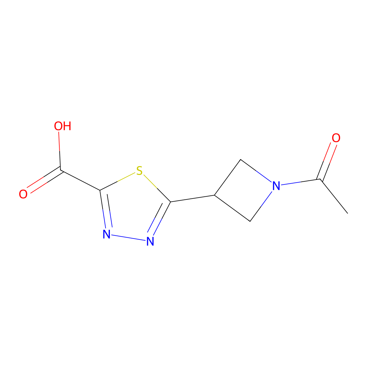 5-(1-Acetylazetidin-3-yl)-1,3,4-thiadiazole-2-carboxylic acid molecular structure, CAS 2680730-62-3