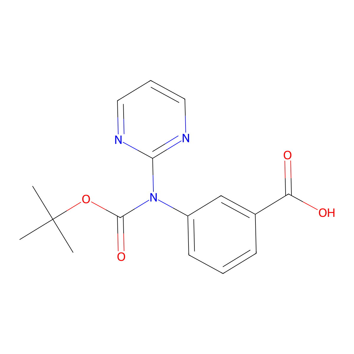 3-{[(Tert-butoxy)carbonyl](pyrimidin-2-yl)amino}benzoic acid molecular structure, CAS 2680730-70-3