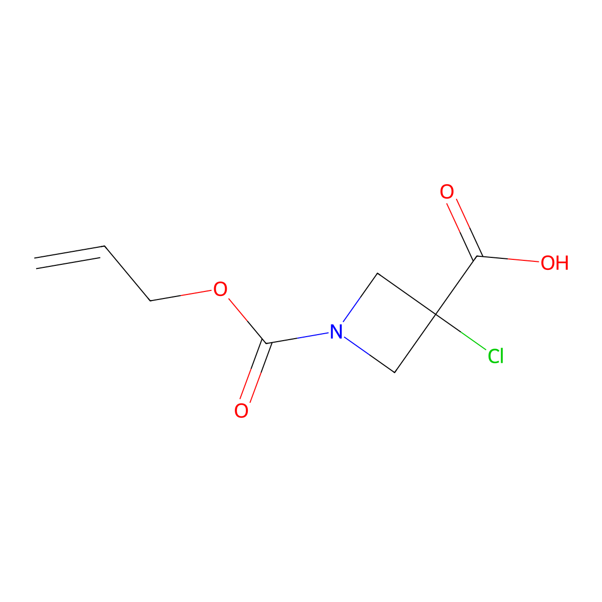 3-Chloro-1-[(prop-2-en-1-yloxy)carbonyl]azetidine-3-carboxylic acid molecular structure, CAS 2680730-72-5