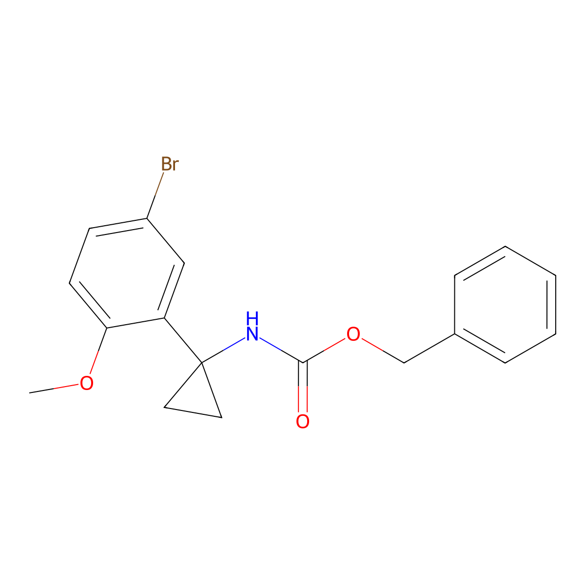 benzyl N-[1-(5-bromo-2-methoxyphenyl)cyclopropyl]carbamate molecular structure, CAS 2680730-74-7