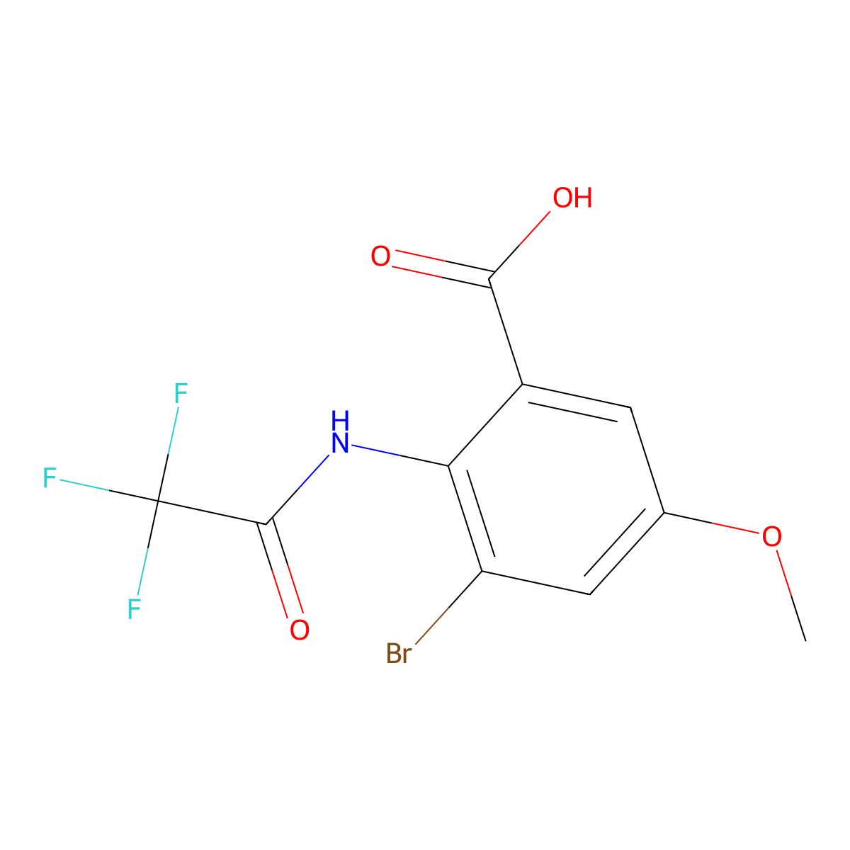 3-Bromo-5-methoxy-2-(2,2,2-trifluoroacetamido)benzoic acid molecular structure, CAS 2680730-77-0
