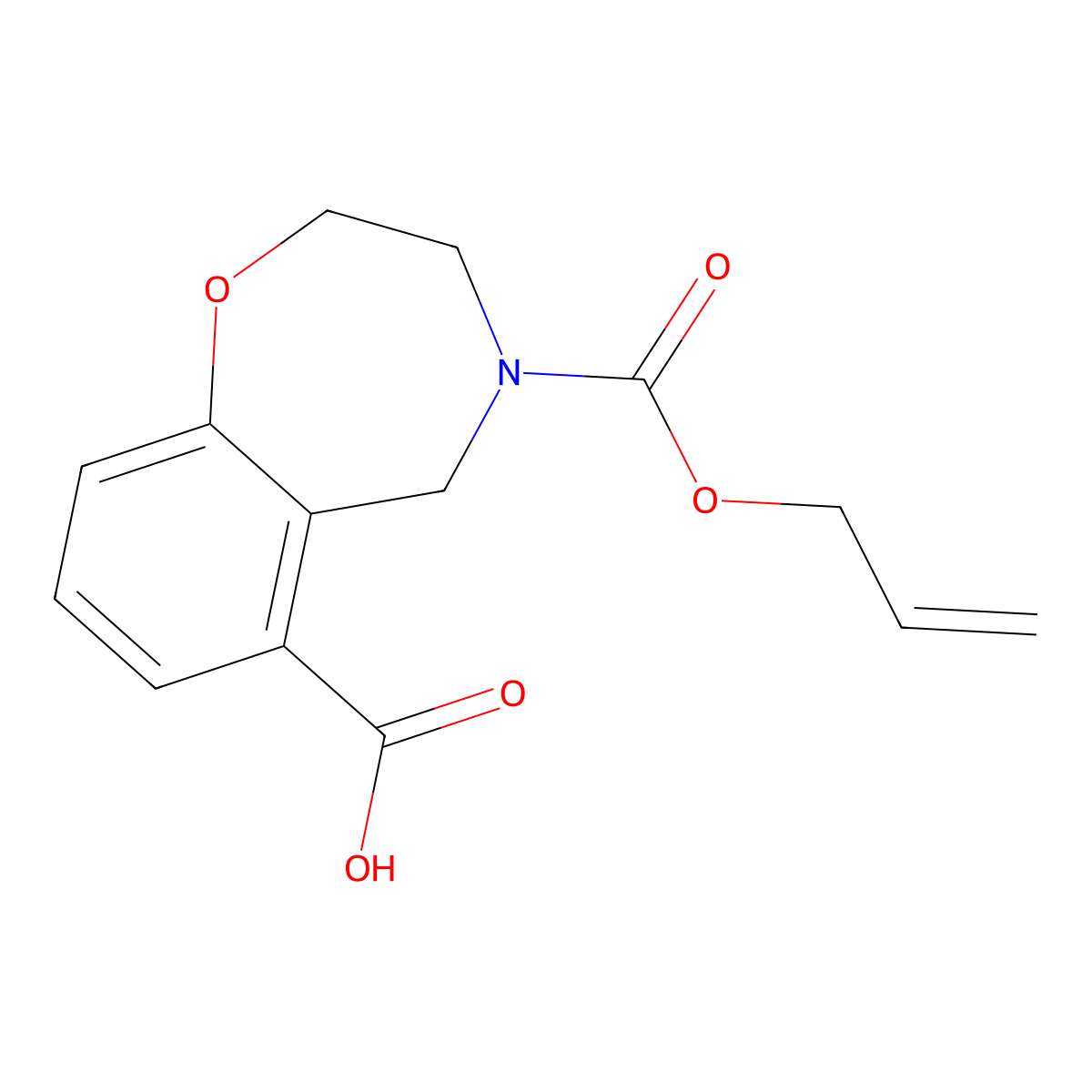 4-[(Prop-2-en-1-yloxy)carbonyl]-2,3,4,5-tetrahydro-1,4-benzoxazepine-6-carboxylic acid molecular structure, CAS 2680730-81-6