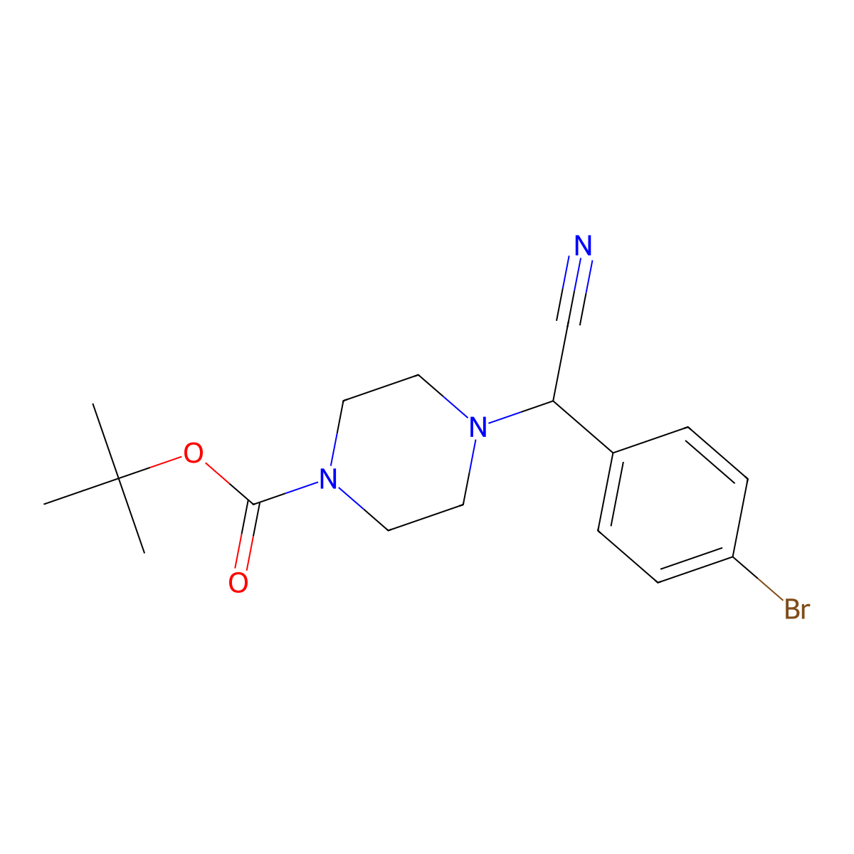 Tert-butyl 4-[(4-bromophenyl)(cyano)methyl]piperazine-1-carboxylate molecular structure, CAS 2680730-84-9