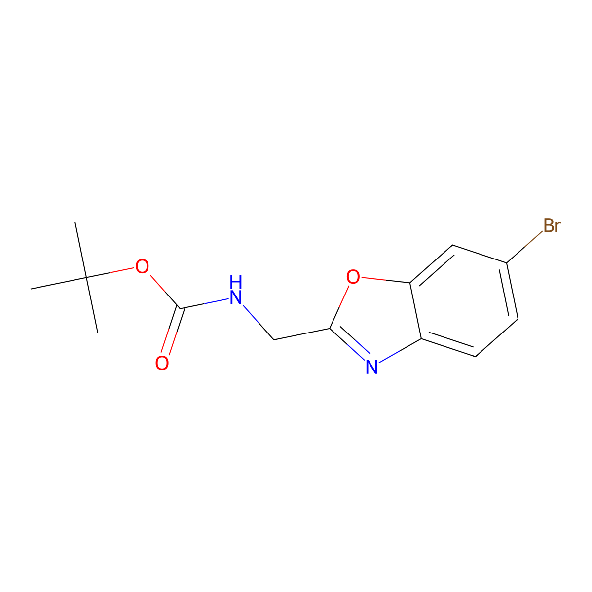 tert-butyl N-[(6-bromo-1,3-benzoxazol-2-yl)methyl]carbamate molecular structure, CAS 2680730-88-3