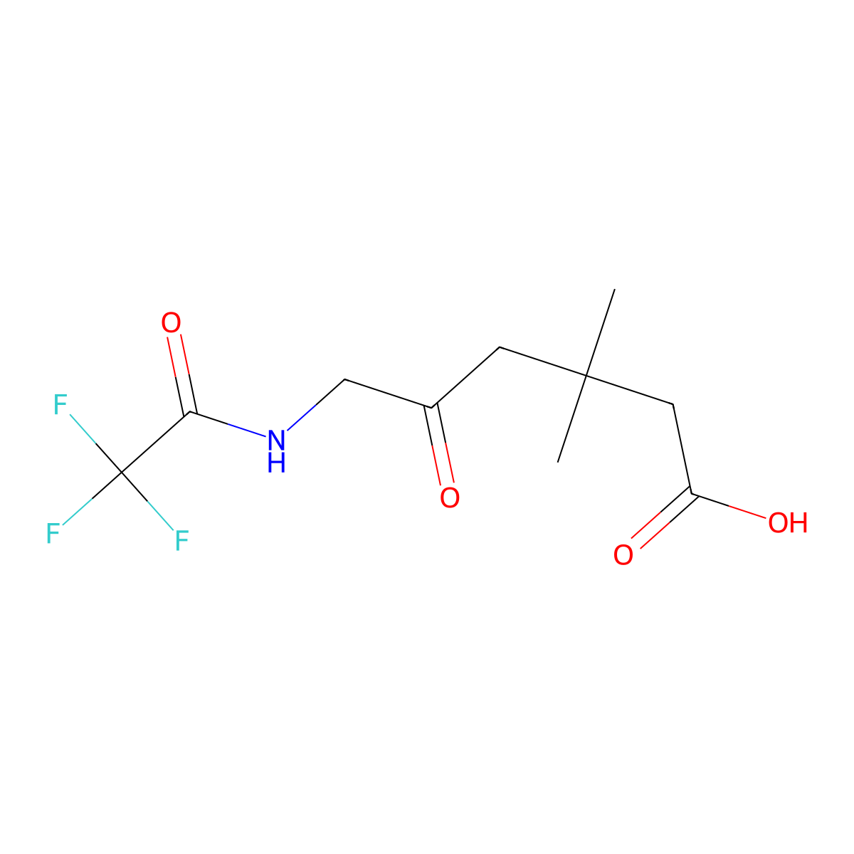 3,3-Dimethyl-5-oxo-6-(2,2,2-trifluoroacetamido)hexanoic acid molecular structure, CAS 2680731-01-3