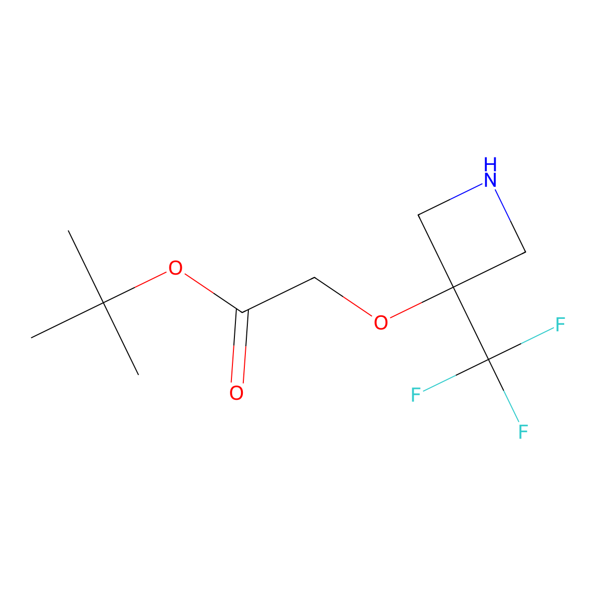 Tert-butyl 2-{[3-(trifluoromethyl)azetidin-3-yl]oxy}acetate molecular structure, CAS 2680731-02-4
