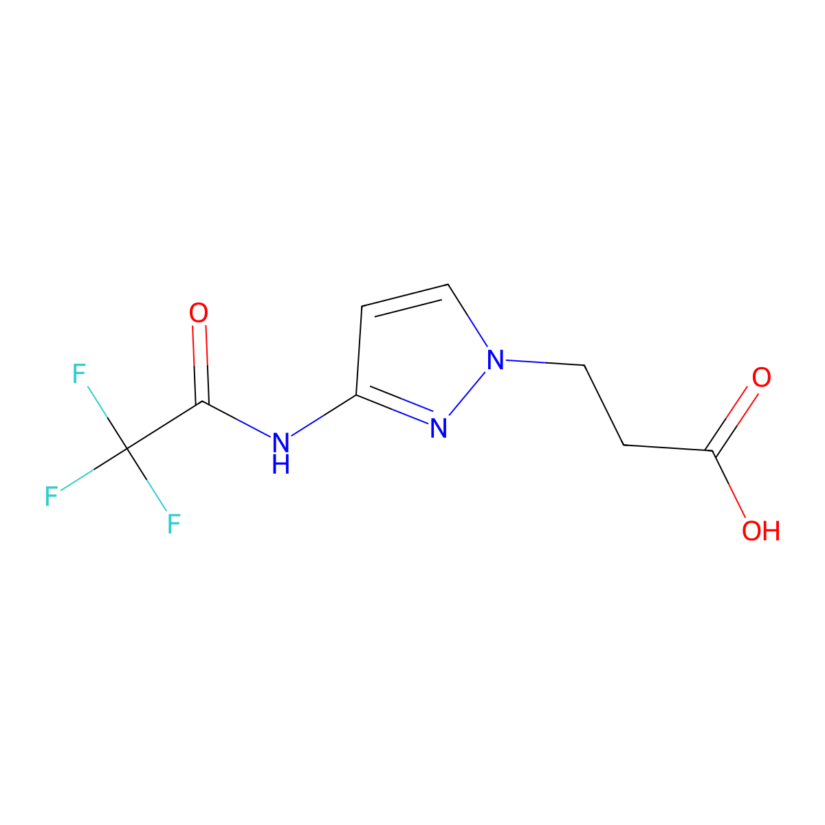 3-[3-(2,2,2-trifluoroacetamido)-1H-pyrazol-1-yl]propanoic acid molecular structure, CAS 2680731-12-6
